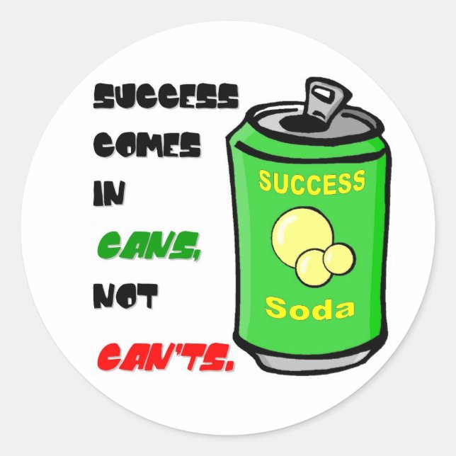Sticker Rond Le succès vient dans des boîtes pas ne peut pas (Devant)