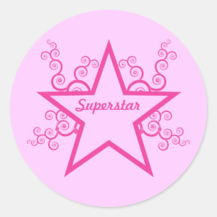Sticker Rond Le superstar tourbillonne des autocollants, rose