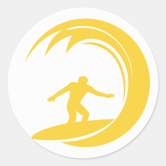 Sticker Rond Le surf jaune (Devant)