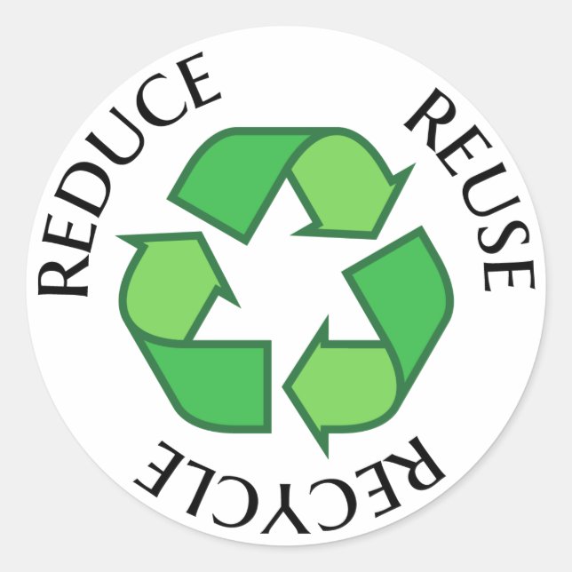 Sticker Rond Le symbole de réutilisation vert, réduisent la (Devant)