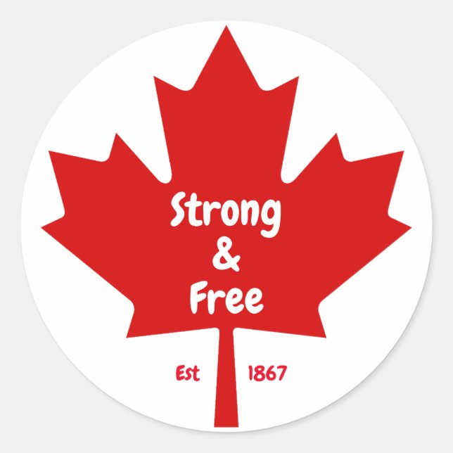 Sticker Rond Le Tea Feuille d'érable "fort et libre" (Devant)