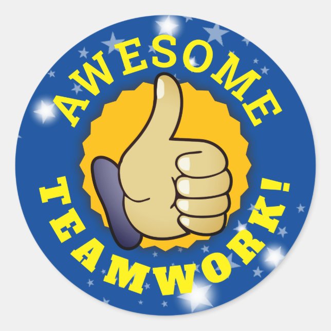 Sticker Rond Le travail d'équipe permet d'obtenir des autocolla (Devant)