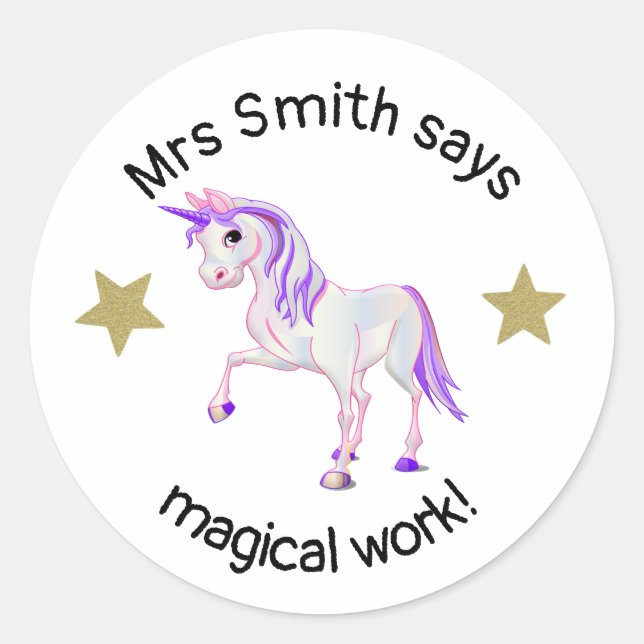Sticker Rond Le travail magique de l'enseignant ! (Devant)