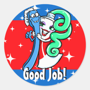 Sticker Rond Le travail. Toothbrush.Toothpaste. de
