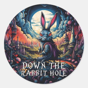 Sticker Rond Le trou de lapin Alice au pays des merveilles