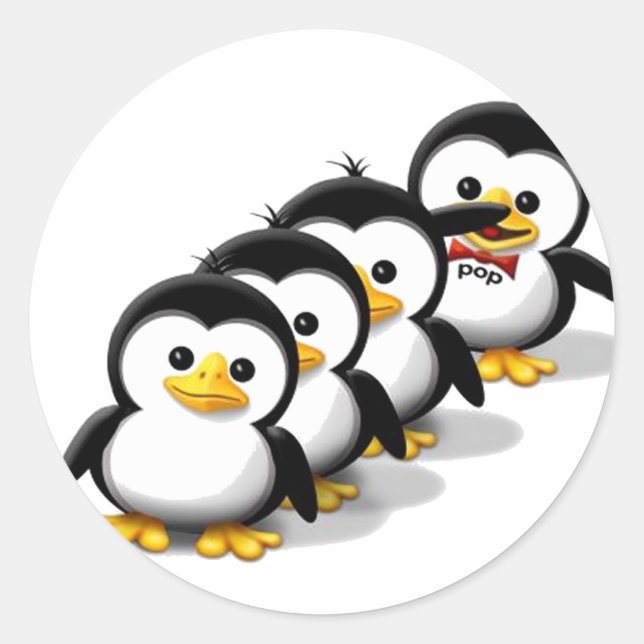 Sticker Rond Le troupeau de pingouins (Devant)