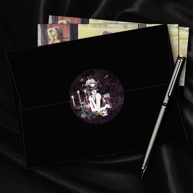 Sticker Rond Le Vampiress | Moody Gothic Vampy Glam Pale Peau (Créateur téléchargé)