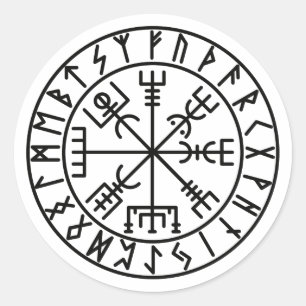 Sticker Rond Le Vegvísir   Bâton magique islandais