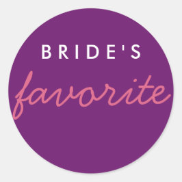 Sticker Rond Le violet rose préféré de la mariée personnalisée