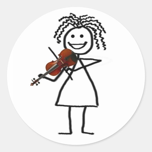 Sticker Rond Le violon badine plus malade (Devant)