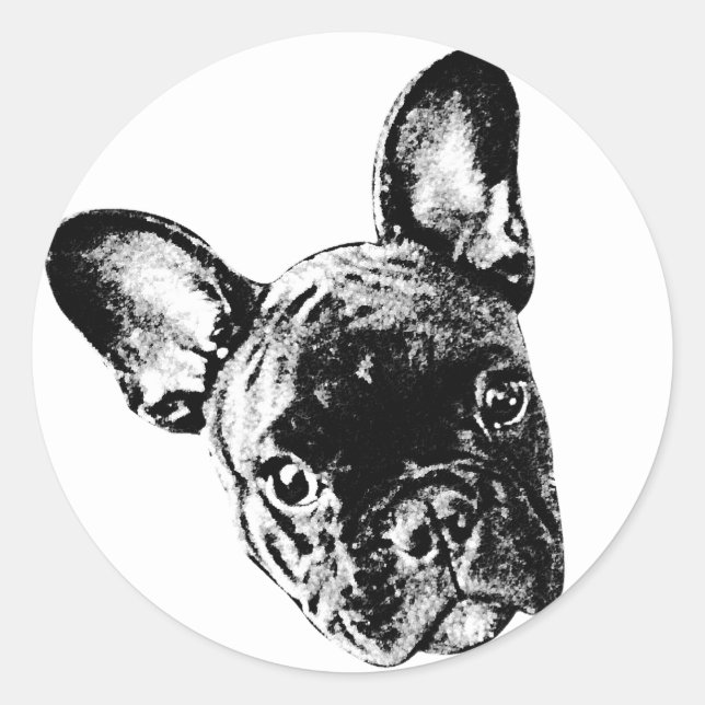 Sticker Rond Le visage de Bulldog en France (Devant)