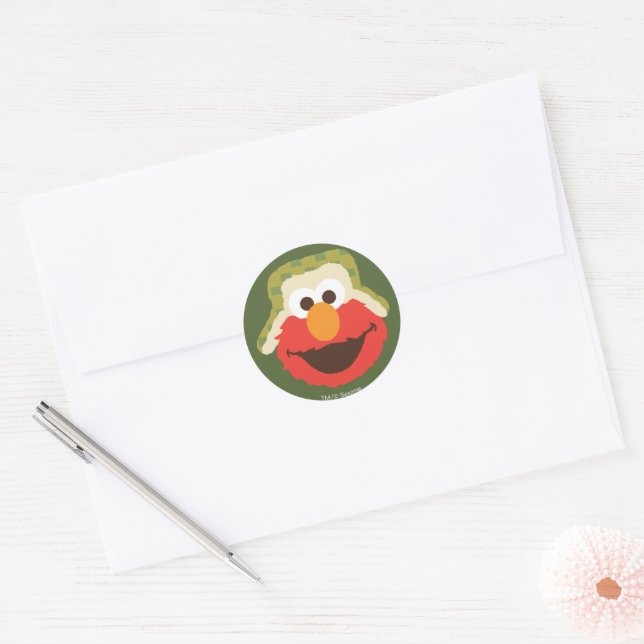 Sticker Rond Le visage d'Elmo Woodland (Enveloppe)