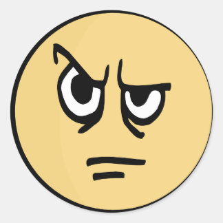 Sticker Rond Le visage jaune qui est aggravé.