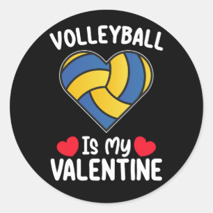 Sticker Rond Le volley-ball est mon sport de Saint Valentin