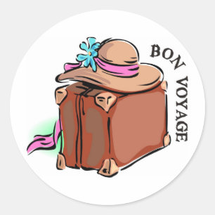 Sticker Rond Le voyage de fève, ont un bon voyage ! Bagage et