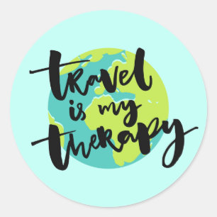 Sticker Rond Le voyage est ma thérapie