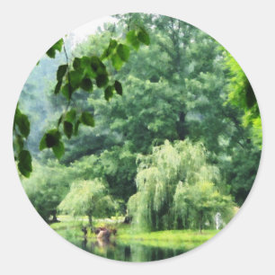 Sticker Rond Le Willow pleuvoir dans le brouillard
