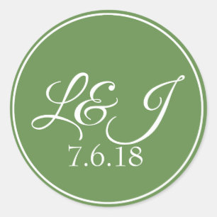 Sticker Rond Leaf Green & White Couple's Incitatifs & Mariage D