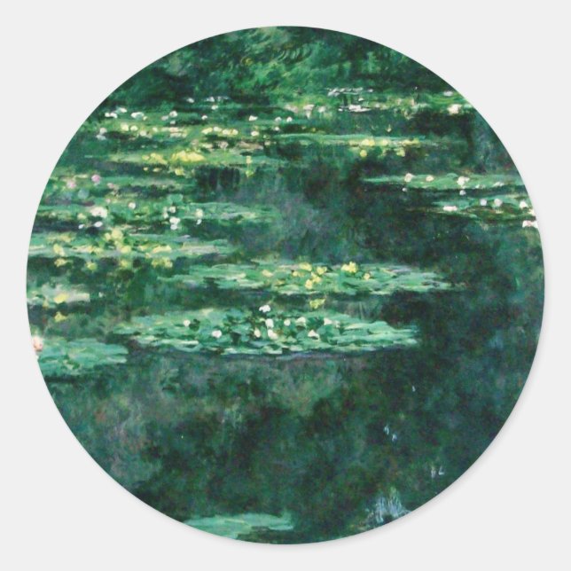 Sticker Rond L'EAU MENSONNE EN ÉTANG VERT par Claude Monet (Devant)