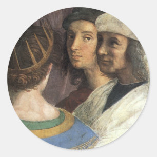 Sticker Rond L'École d'Athènes de Raphaël, Renaissance vintage