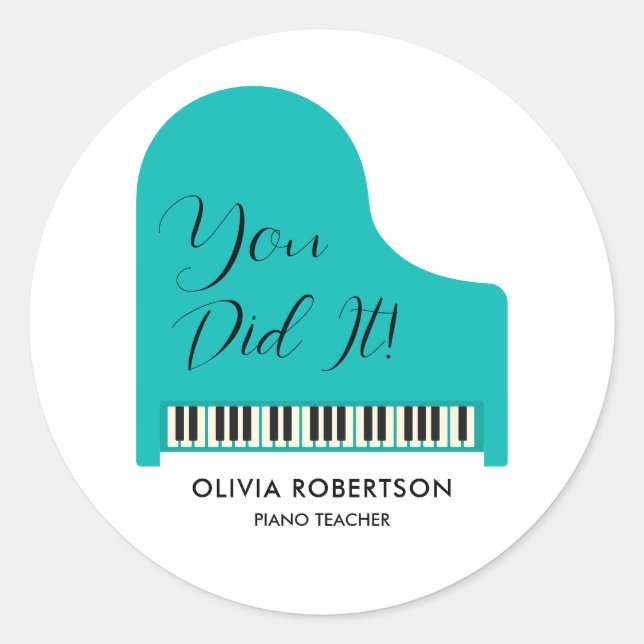 Sticker Rond Leçon De Professeur De Piano Louange, Vous L'Avez  (Devant)