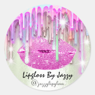 Sticker Rond Lecteurs de maquillage Lipgloss Emballage Pink Min