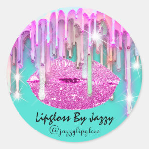 Sticker Rond Lecteurs de maquillage Lipgloss Emballage Pink Min
