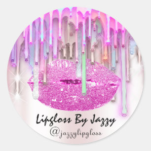 Sticker Rond Lecteurs de maquillage Lipgloss Emballage Rose Cla