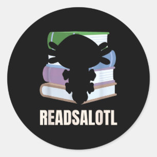 Sticker Rond Lecteursalotl amateur de lecture drôle axolotl bou