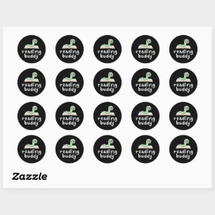 Sticker Rond Lecture de Buddy Cute Bookwort avec livre