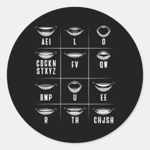 Sticker Rond Lecture de la lèvre ASL Gesture main sourde Perte