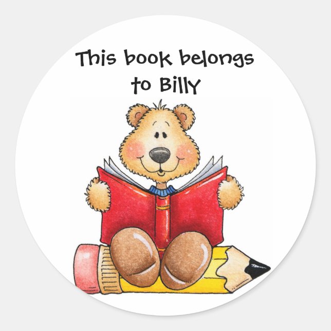Sticker Rond Lecture de l'ours (Devant)