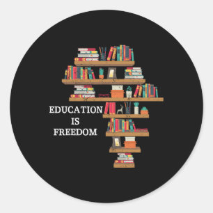Sticker Rond L'éducation est la liberté Afro-Américain Histoire