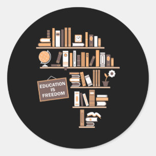 Sticker Rond L'éducation est la liberté Histoire noire afro-amé