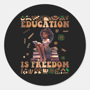 Sticker Rond L'éducation est la liberté Mois de l'histoire des