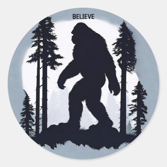 Sticker Rond Légendaire Bigfoot au clair de lune (Devant)