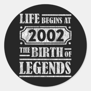 Sticker Rond Légendaire Né en 2002 Cadeau d'anniversaire Rétro