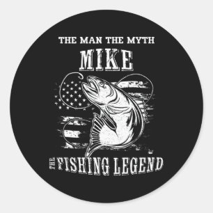 Sticker Rond Légende de pêche Mythe d'homme Mike Nom personnali