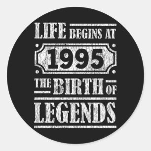 Sticker Rond Légende née en 1995 Cadeau d'anniversaire rétro vi
