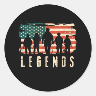 Sticker Rond Légendes Vétérinaire - Patriotique American Flag U
