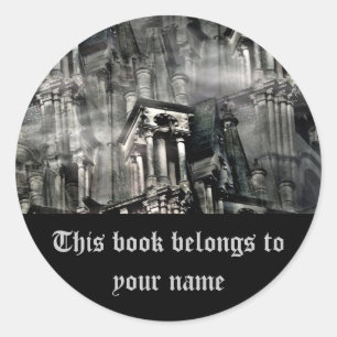 Sticker Rond L'église des illusions gothique imaginaire plaque
