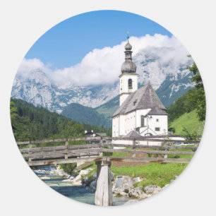 Sticker Rond L'église paroissiale de Ramsau en Bavière, Allemag