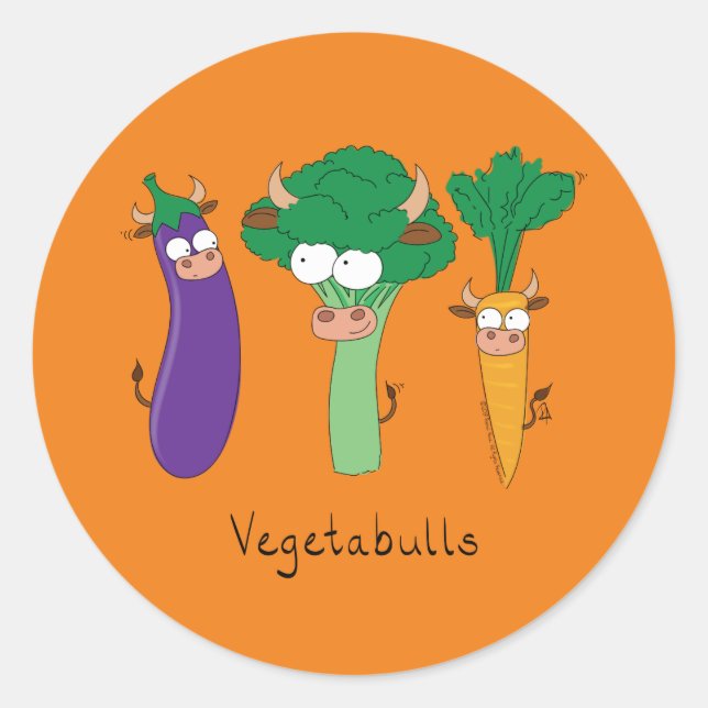 Sticker Rond Légumes Bulls Joli Cartoon pour enfants (Devant)