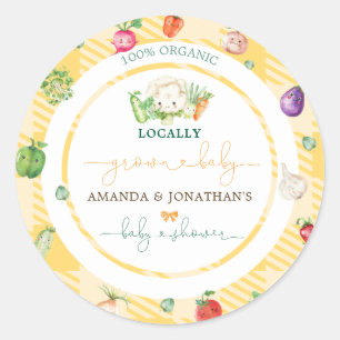 Sticker Rond Légumes du marché des agriculteurs Baby Shower Jau