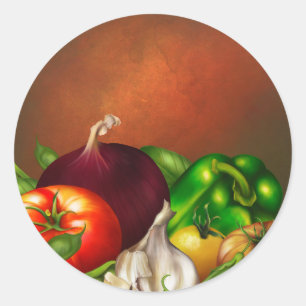 Sticker Rond Légumes et herbes bio légumes naturels nourriture