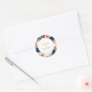 Sticker Rond L'élégance sauvage   Navy Blush & Gold Mariage