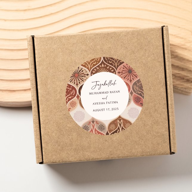Sticker Rond L'Élégant Merci Mariage islamique Nikkah privilégi (Elegant Nikkah Islamic Wedding Thank you Favors Classic Round Sticker)