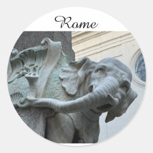 Sticker Rond L'Éléphant et l'Obélisque de Bernini - Rome Italie