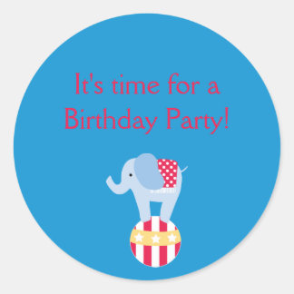 Sticker Rond L'éléphantsticker, c'est l'heure de la fête d'anni