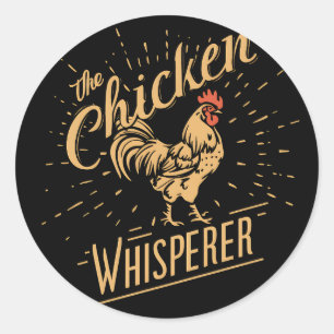 Sticker Rond L'élevage amusant de poulets à Whisperer
